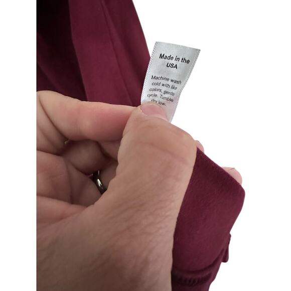 Michael Stars Women's Red Purple Ruched Long Sleeves Midi Dress Size Large - Picture 7 of 9